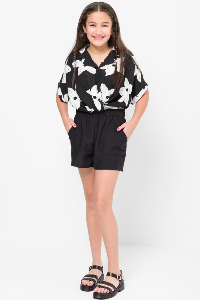 Pull On Woven Short Black