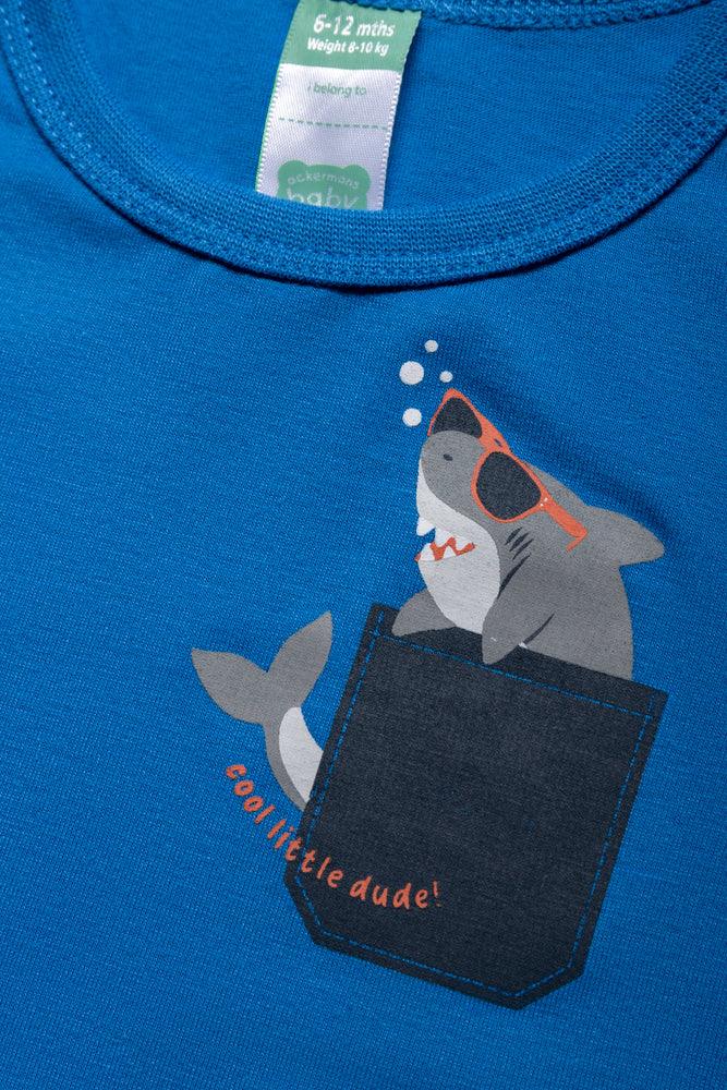 2 Pack Shark Printed Vests Orange And Blue (1)