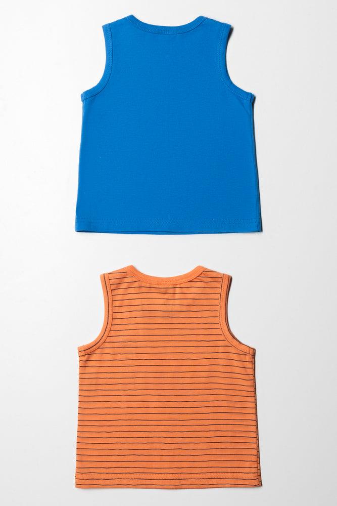 2 Pack Shark Printed Vests Orange And Blue (3)