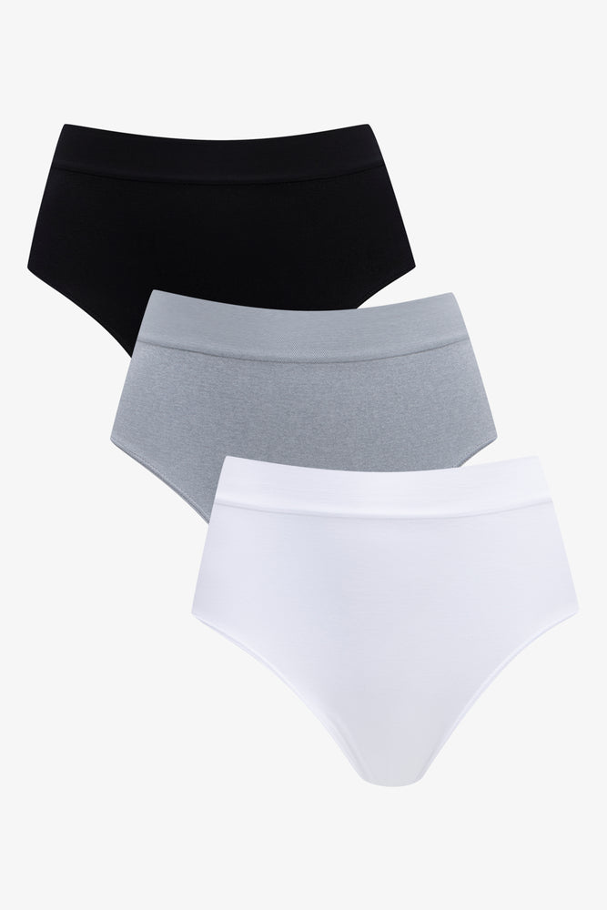 3 Pack Seam-Free Briefs Black, Grey & White (1)