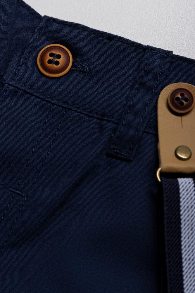Plain Fashion Shorts With Braces Navy