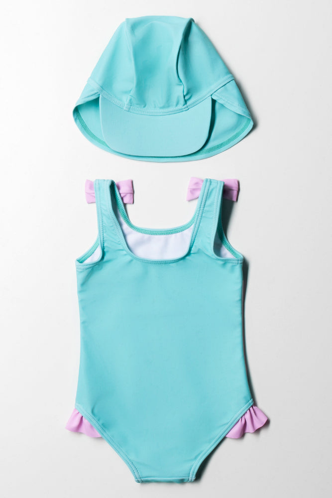Costume Swim-Wear With Hat Blue (4)