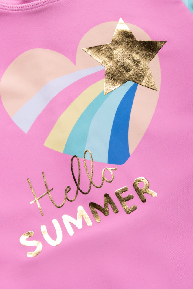 1 Piece Swimwear With Hat Pink (1)