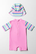1 Piece Swimwear With Hat Pink (4)
