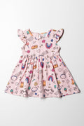 Flutter Sleeve Dress Lt Pink Aop