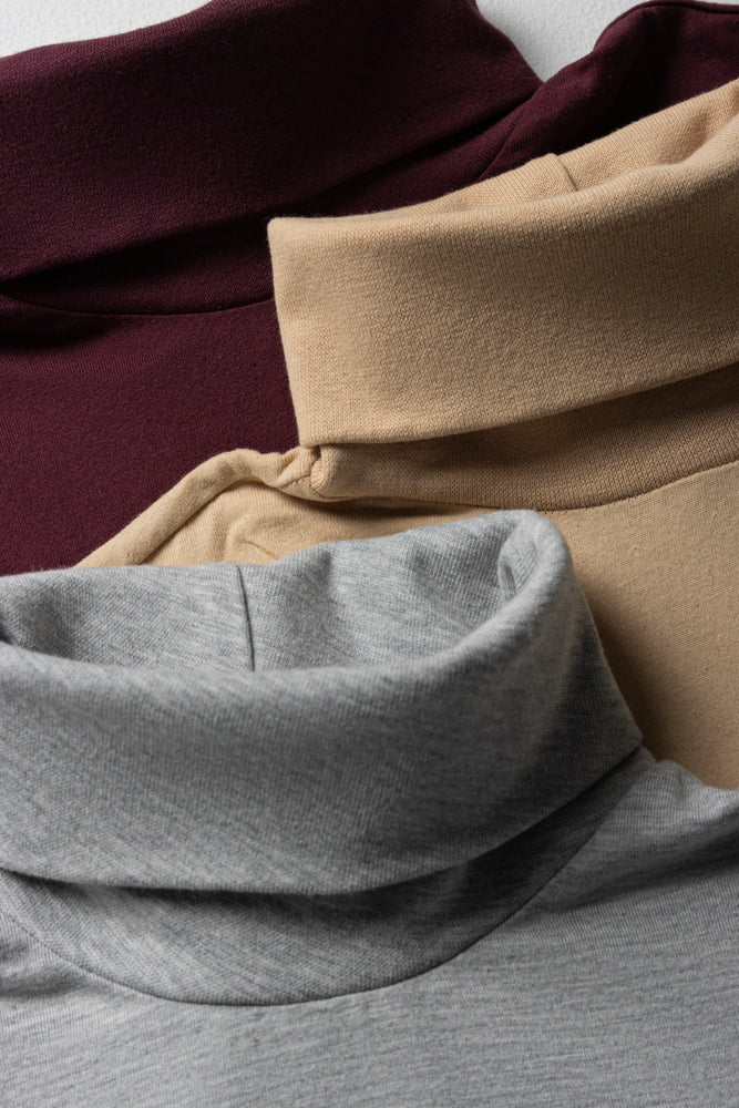 3 Pack Polonecks Burgundy, Grey & Natural (1)