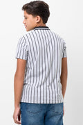 Stripe Short Sleeve Golfer Grey (2)