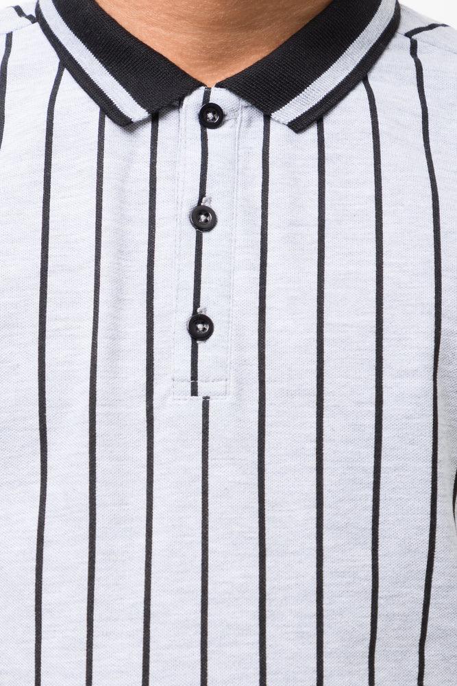 Stripe Short Sleeve Golfer Grey (3)