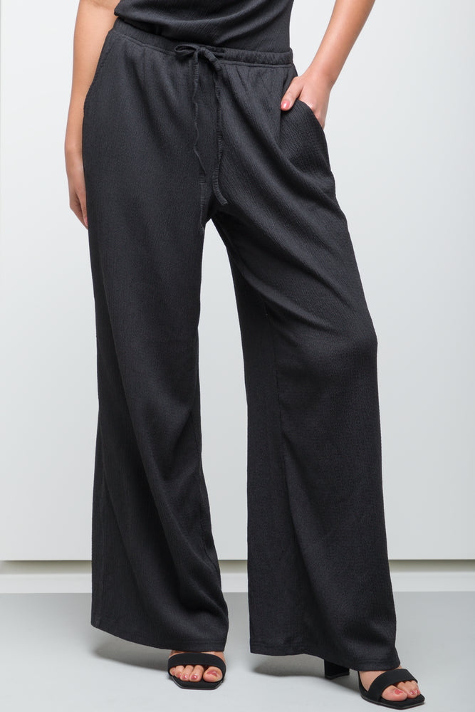 Knit Wide Leg Pant Black Ackermans