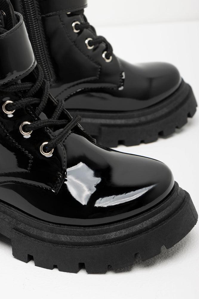 Womens black tie up boots store