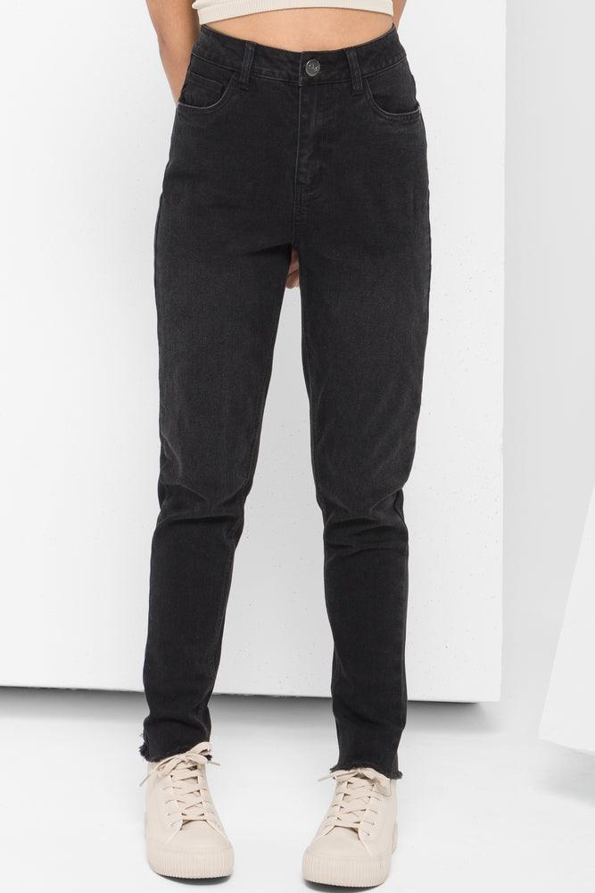 Black skinny jeans frayed hem sales