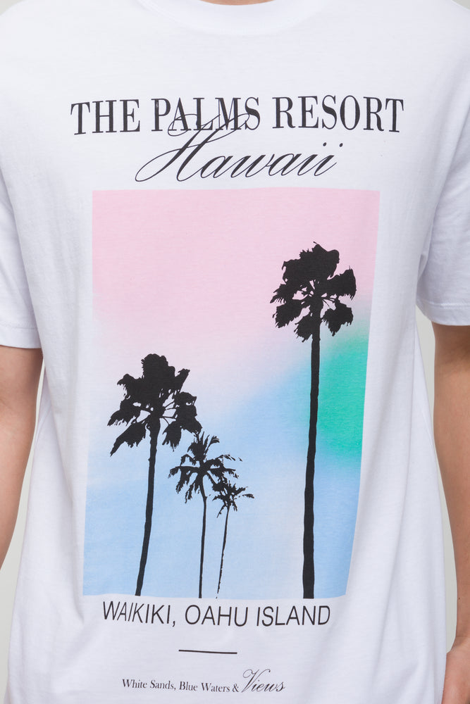 Palm Tree Graphic T-Shirt Milk (3)