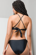 Cross Back Triangle Bikini Top Black (2)