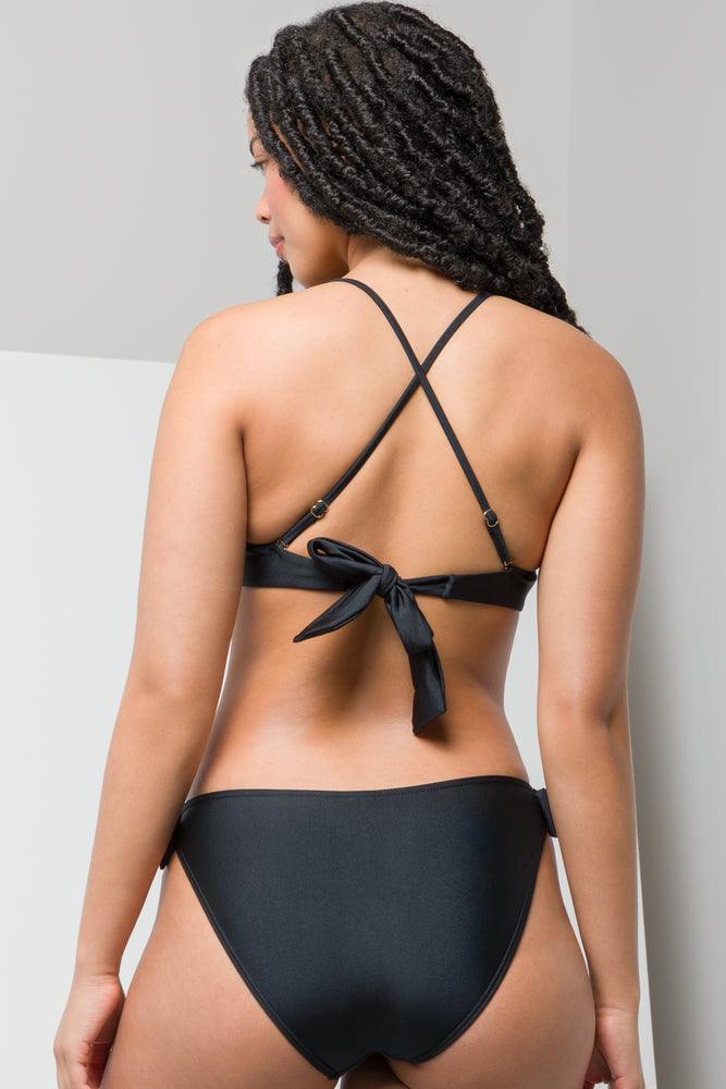 Cross Back Triangle Bikini Top Black (2)