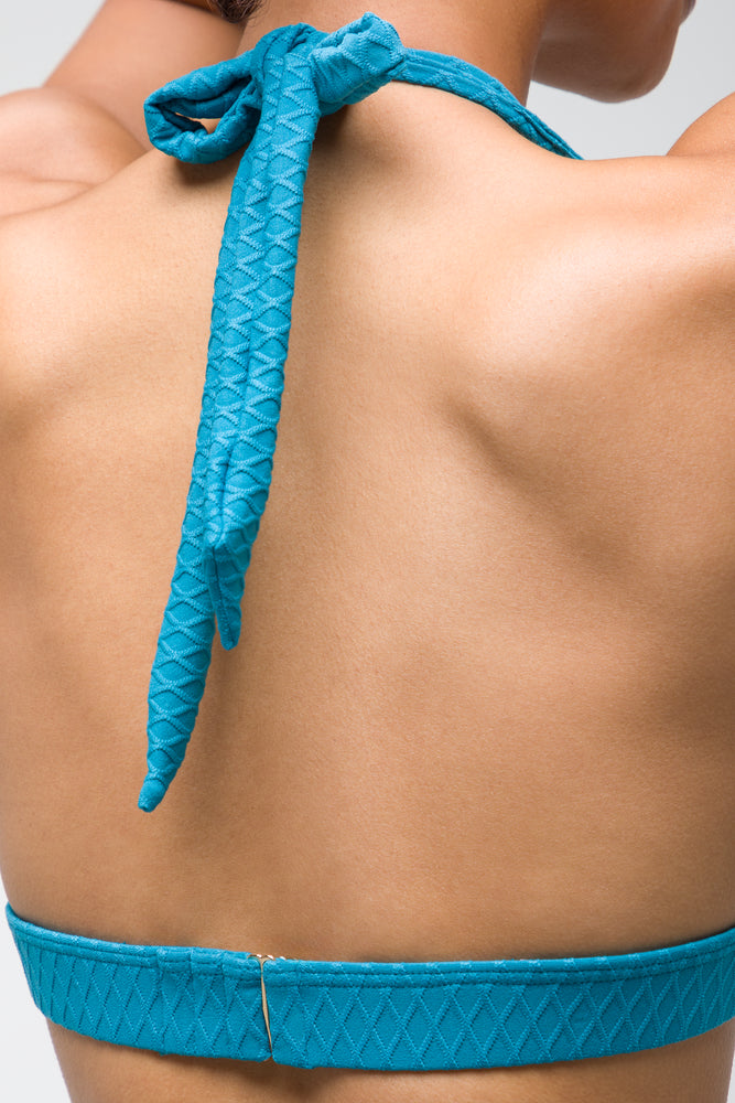 Halterneck Textured Bikini Top Teal
