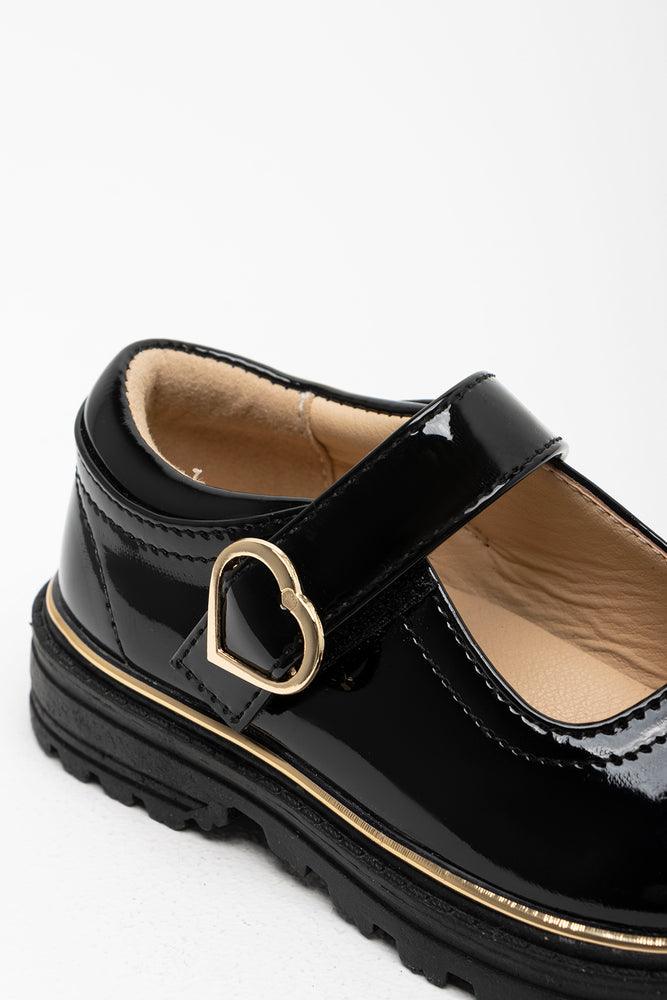 Heart Buckle Closed Shoe Patent Black (3)