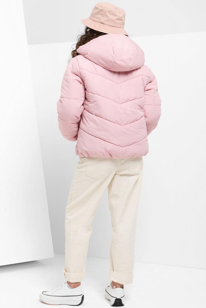 Dusty pink puffer jacket top