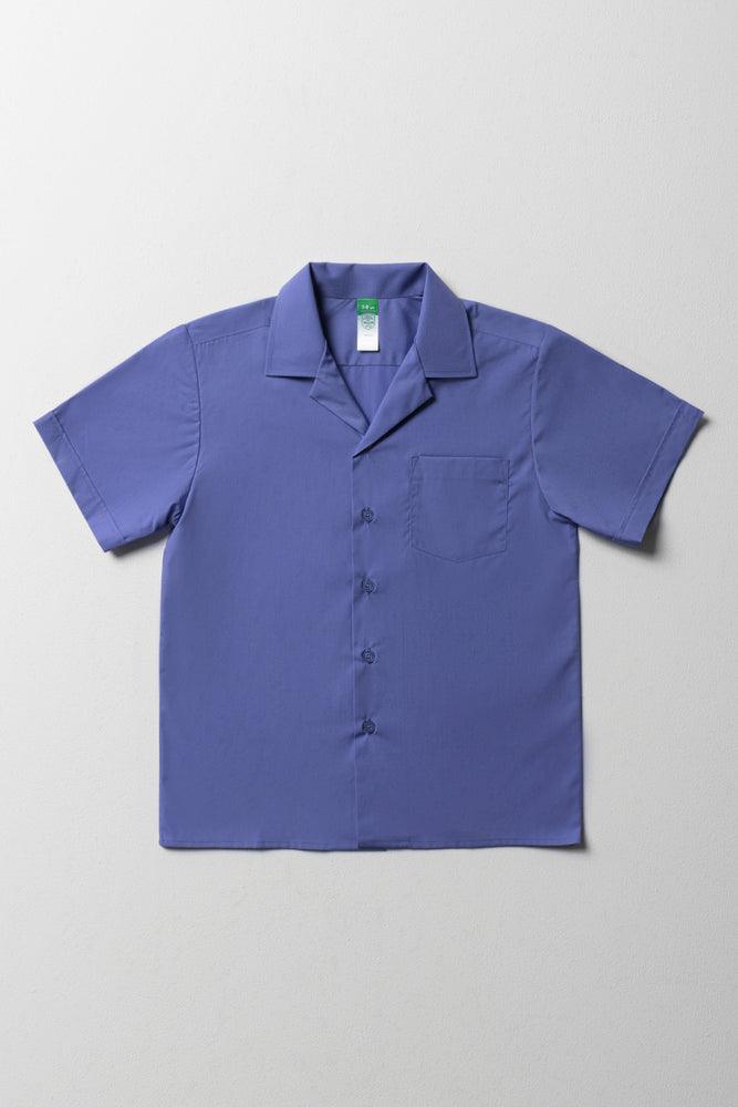 Unisex Primary School Short Sleeve Open Neck Shirt Blue