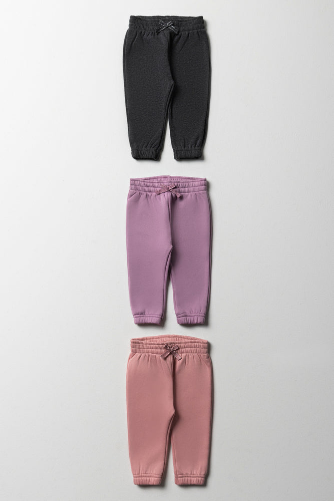 3 Pack Trackpants Pink, Lilac And Dark Grey