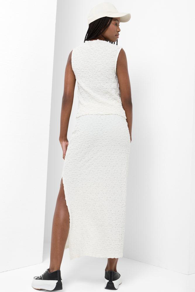 High Neck Textured Top White (2)