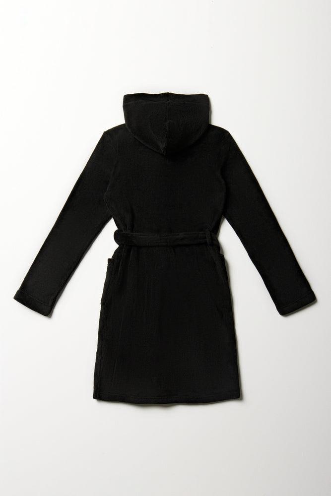 Coral Fleece Gown Black (3)
