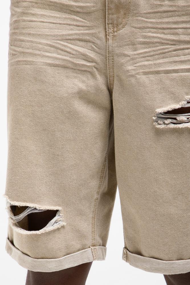 Ripped Denim Shorts Natural Ackermans