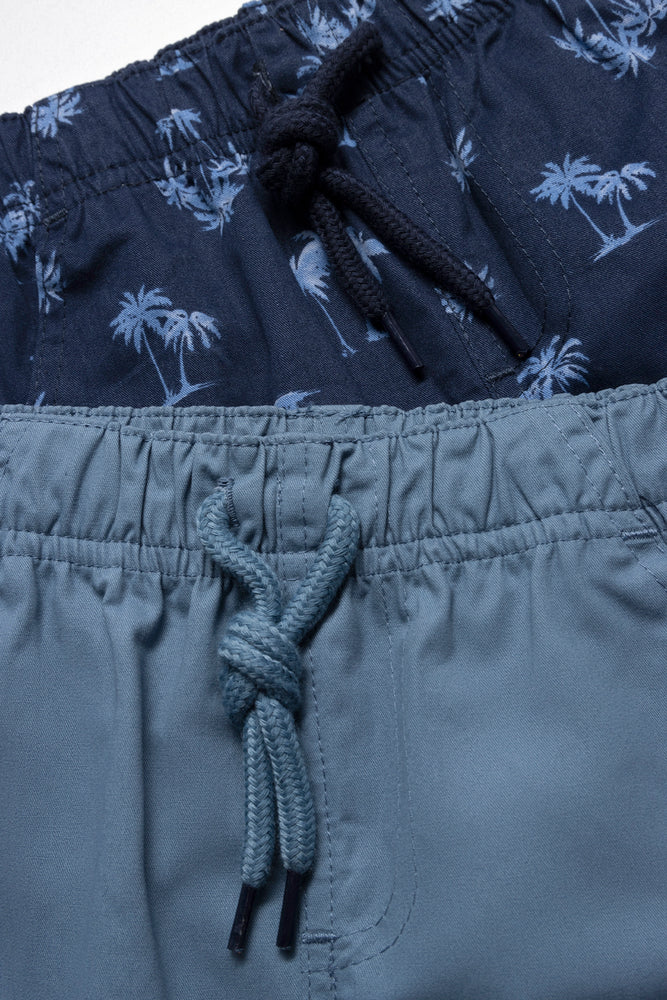 2 Pack Woven Shorts Palm Trees Blue And Navy (1)