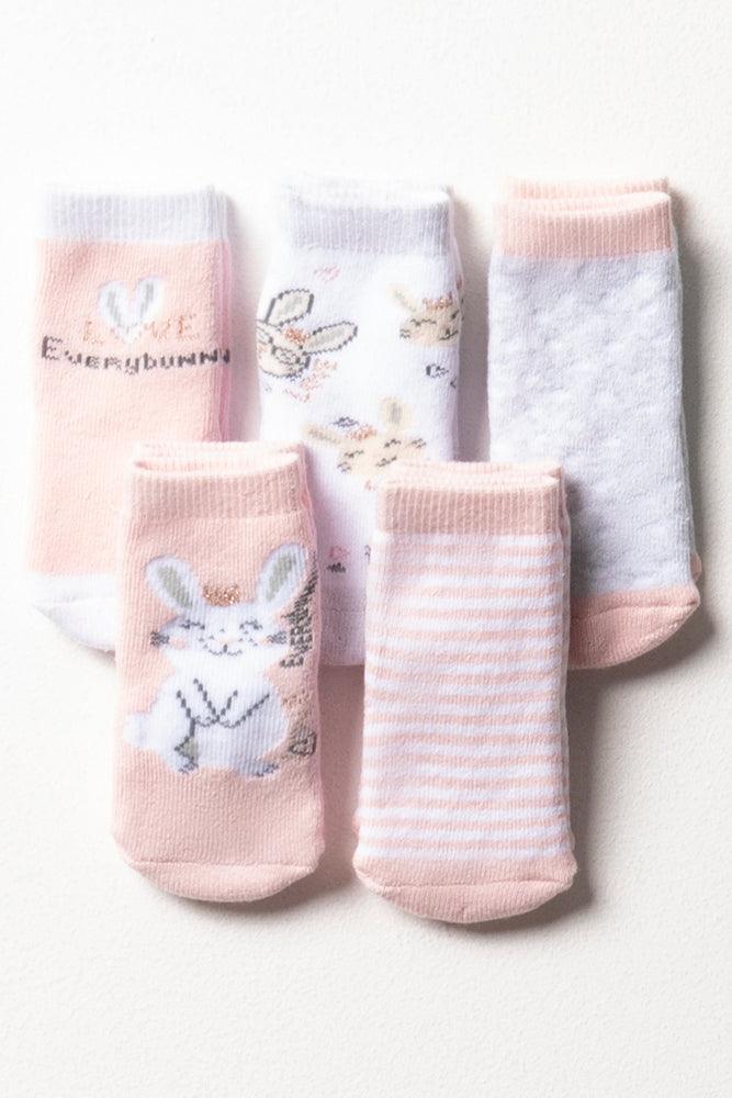 5 Pack Bunny Socks Pink