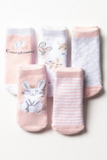 5 Pack Bunny Socks Pink