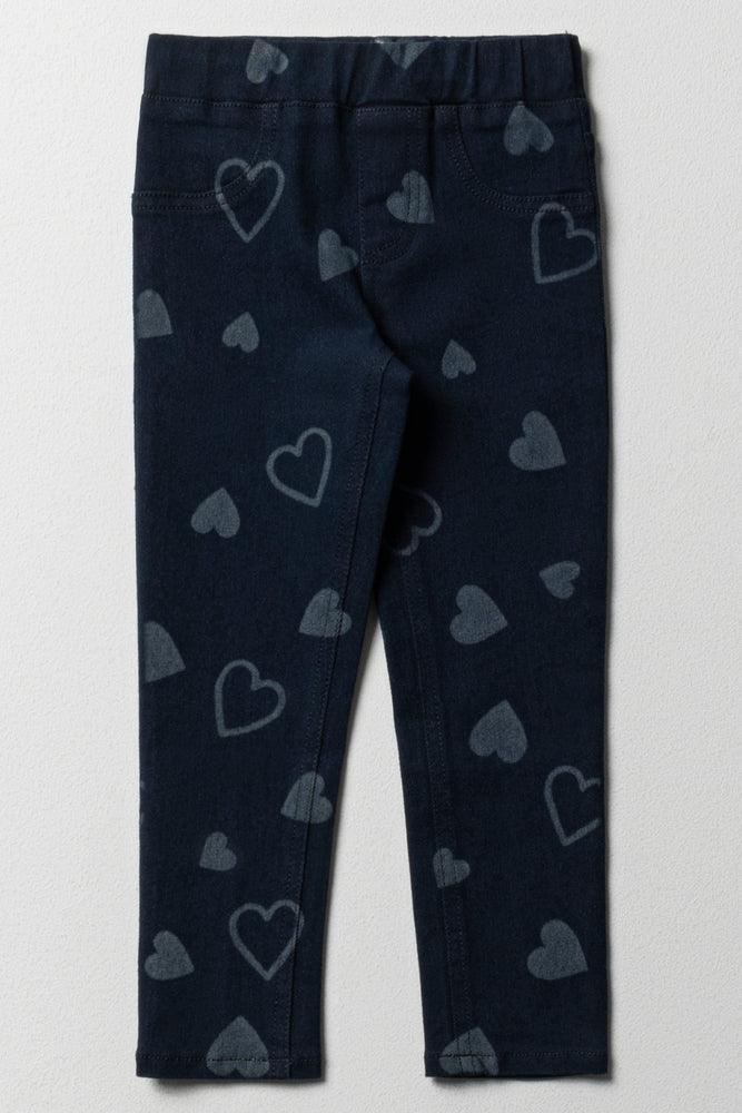 Heart Denim Jeans Dark Blue