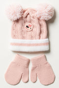 Minnie Mouse Beanie & Mittens Set Pink