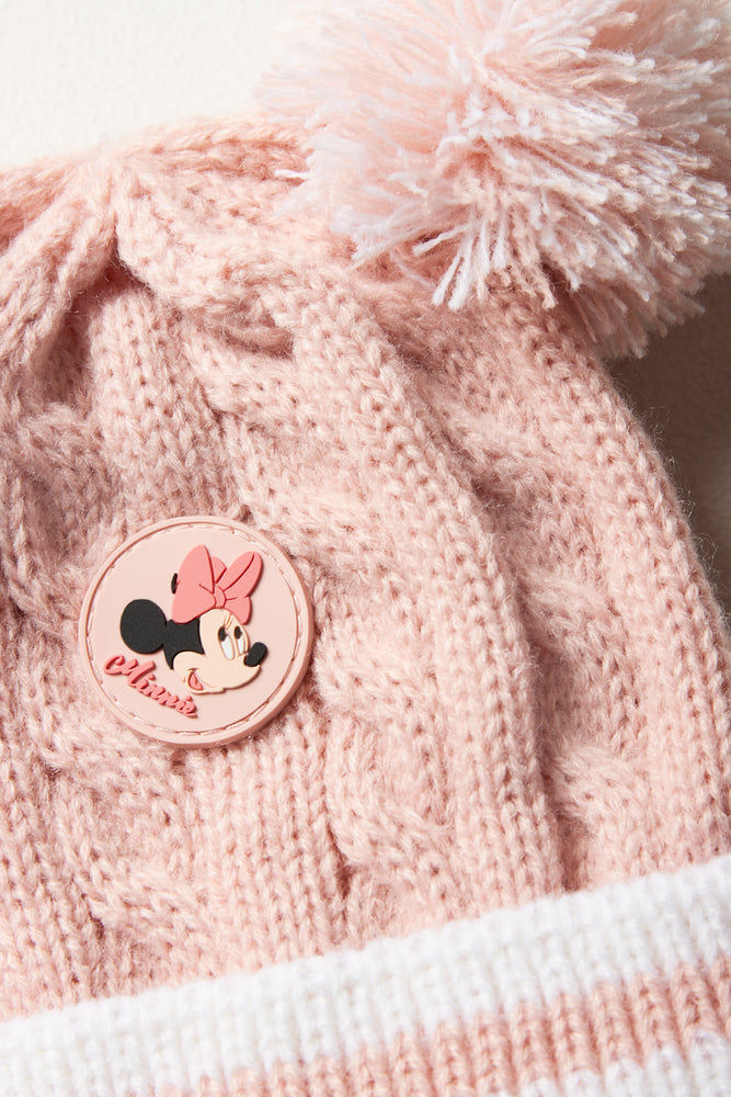 Minnie Mouse Beanie & Mittens Set Pink (1)