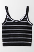 Stripe Seamless Strappy Vest Black & White