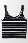 Stripe Seamless Strappy Vest Black & White (2)