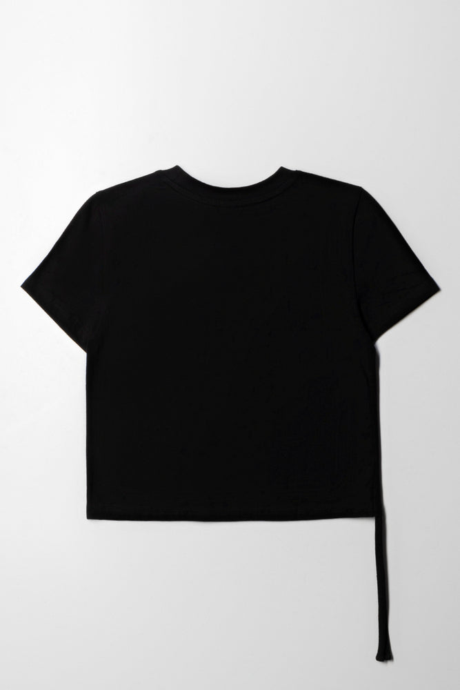 Side Tie Tee Butterfly Black (2)
