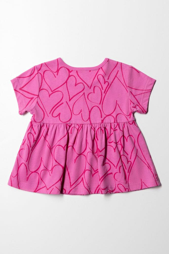Heart Peplum T Shirt Pink