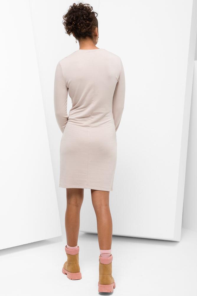 Long Sleeve Bodycon Dress Natural (2)