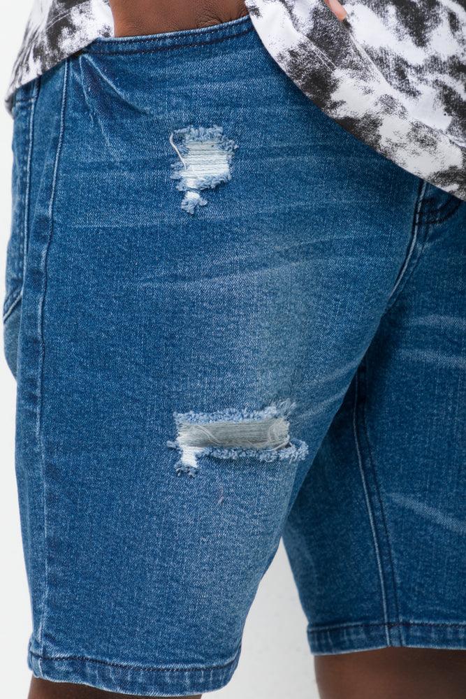 Ripped Denim Shorts Blue (4)