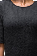 Textured Short Sleeve Column Dress Black (3)