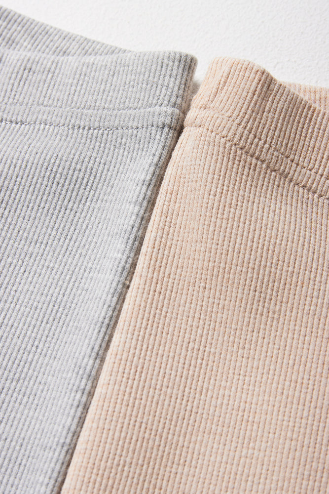 2 Pack Rib Leggings Grey & Natural (1)