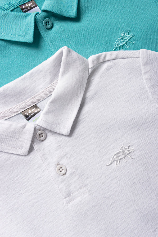 2 Pack Short Sleeve Golfers Light Grey & Teal (1)