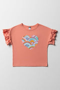 Heart Sequin T-Shirt Peach