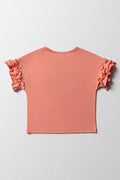 Heart Sequin T-Shirt Peach (2)