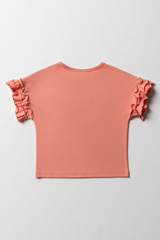 Heart Sequin T-Shirt Peach (2)