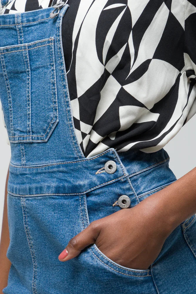 Jeans Ladies Jersey Dungarees Daphne Jersey Dungaree In FRENCH