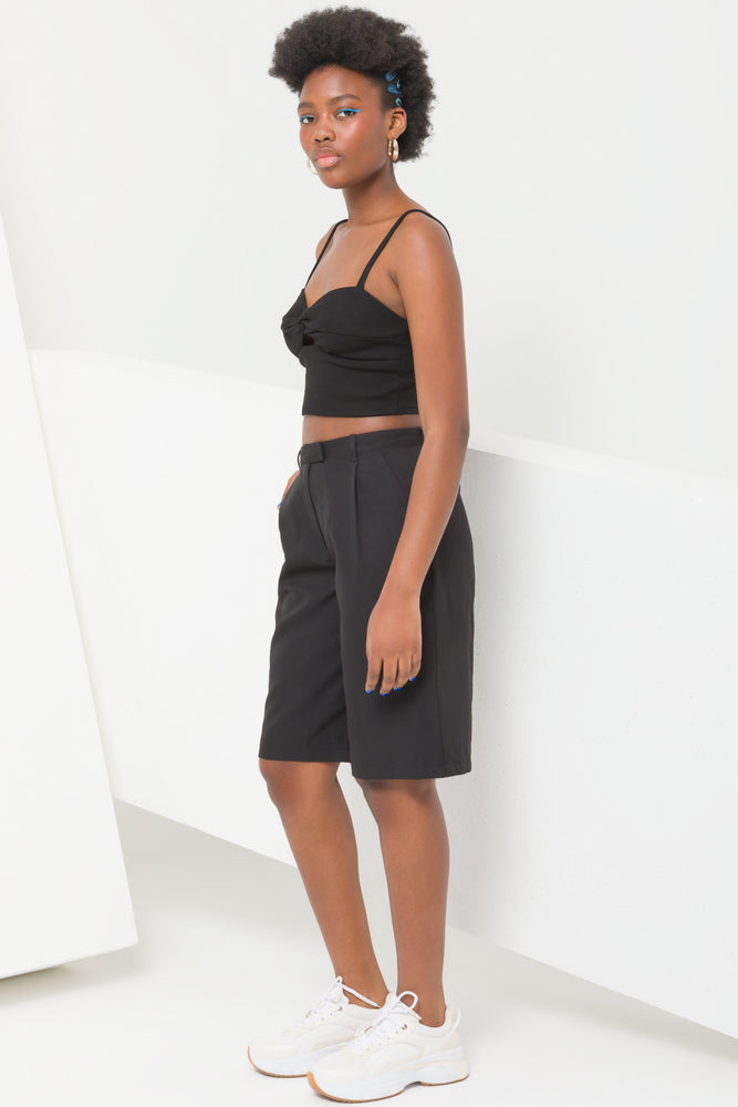 Rib Knot Crop Vest Black (1)