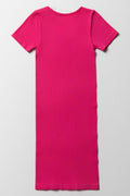 Seamless Short Sleeve Dress Pink (2)