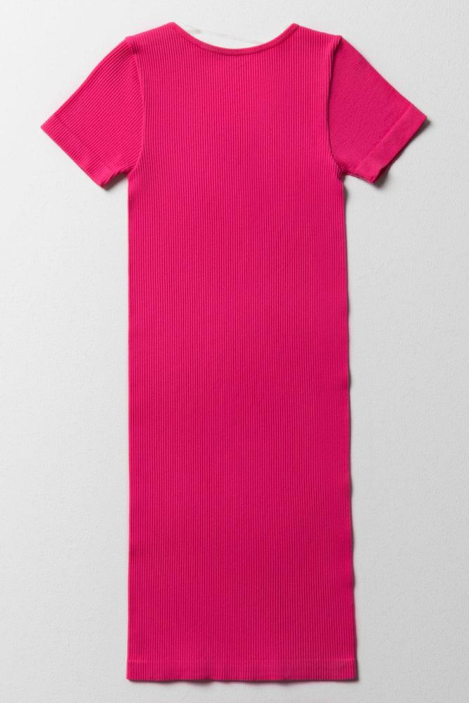 Seamless Short Sleeve Dress Pink (2)