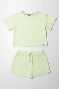 Fleece Shorts Set Light Green