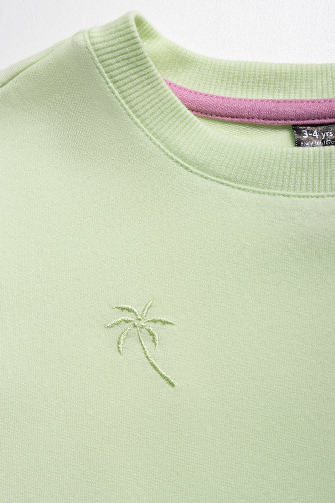 Fleece Shorts Set Light Green